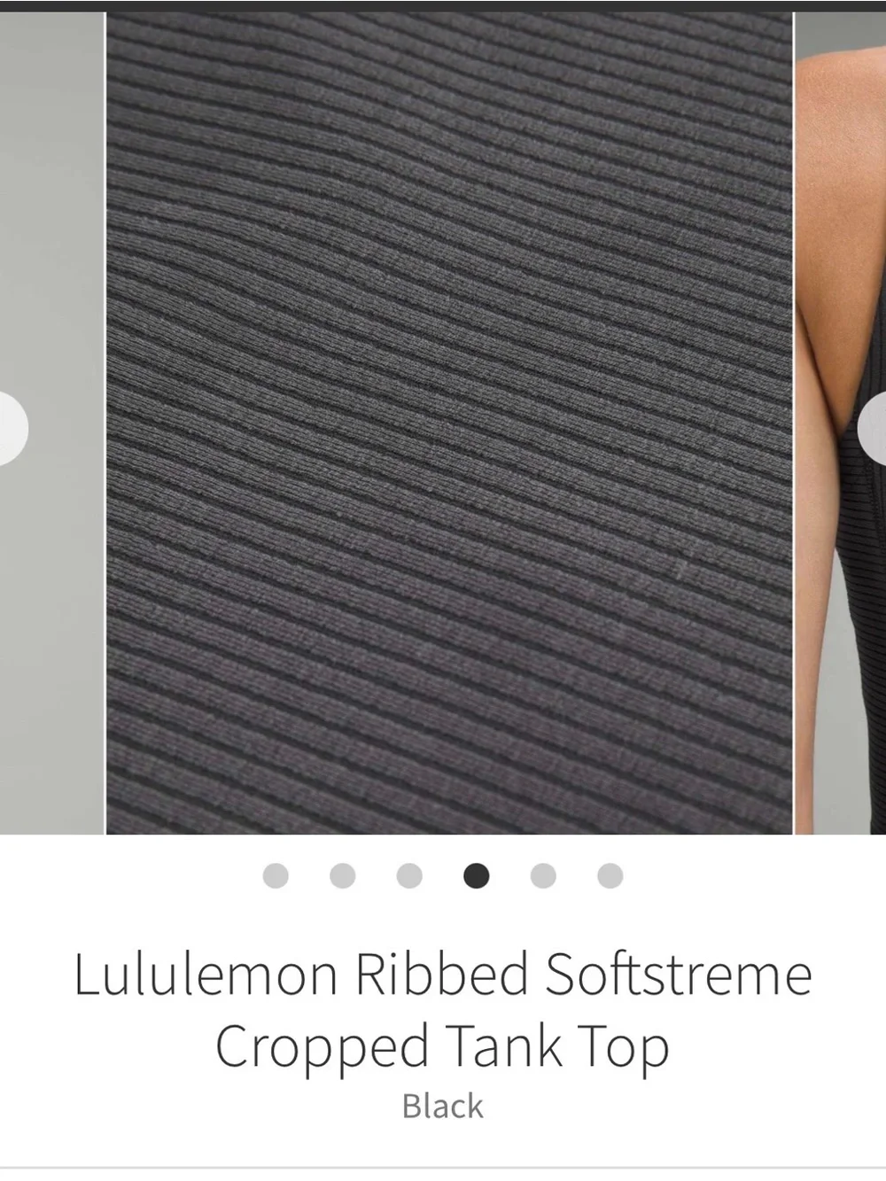 NWT Lululemon Ribbed Softstreme Cropped Tank Top Black